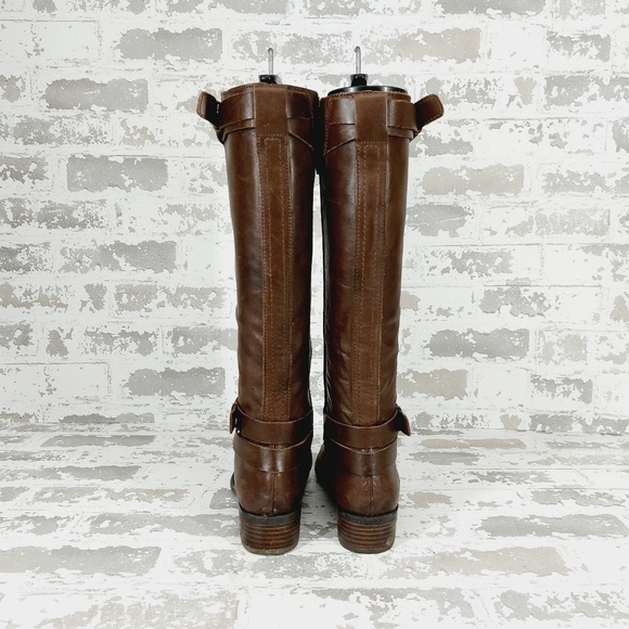 Franco Sarto Women's Canary Tall Riding Brown Leather Low Heel Boots T490 - Picture 4 of 9